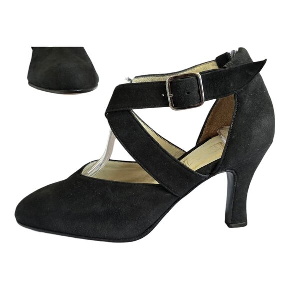 Viviana Tango Latin Dance Shoes 3" Heel Made in Argentina Black Suede Wm Size 5 - Picture 1 of 10